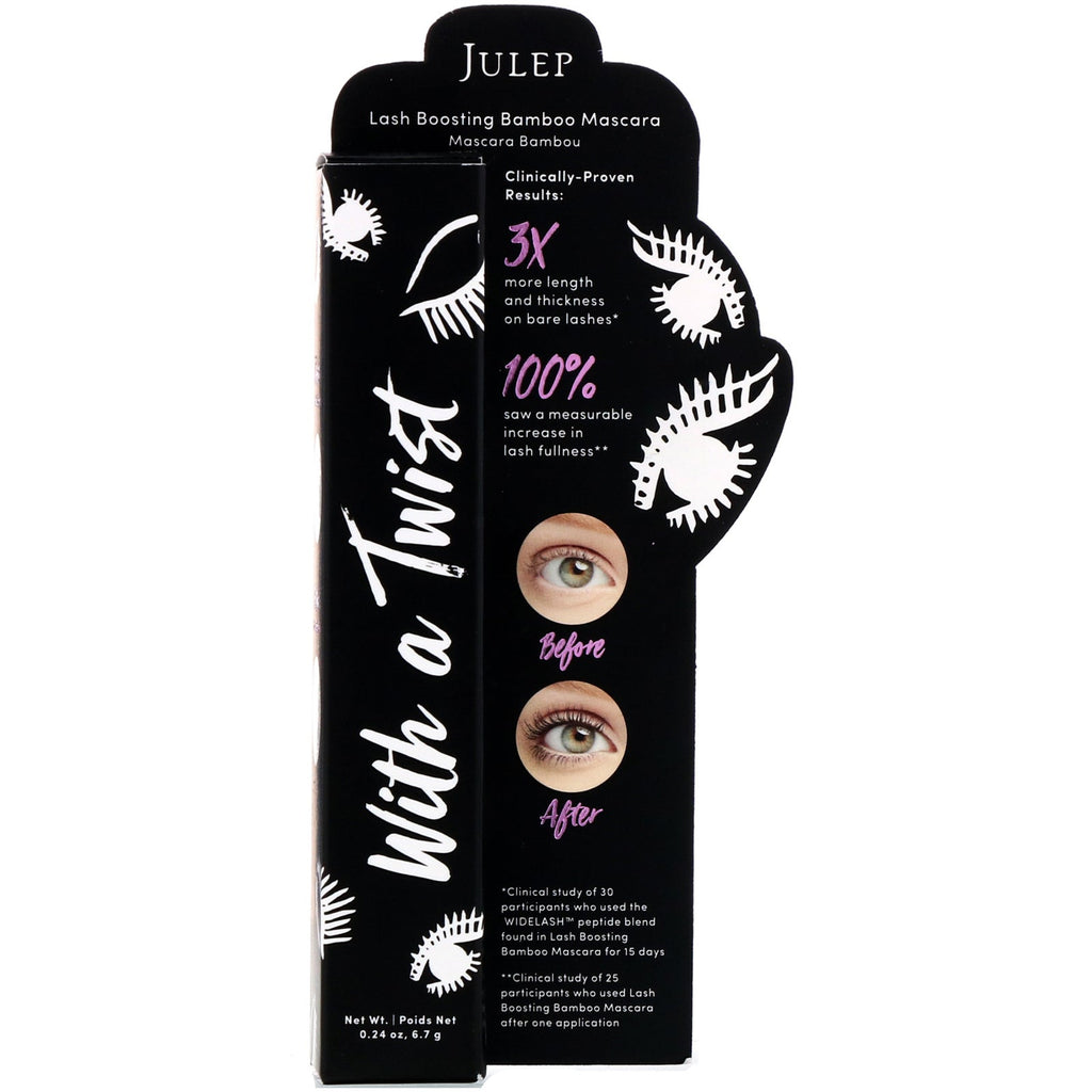 Julep, With a Twist, Lash Boosting Bamboo Mascara, Jet Black, 0,24 oz (6,7 g)
