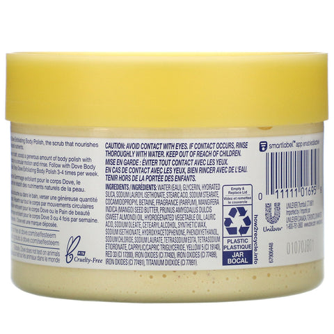 Dove, Exfoliante corporal, mantequilla de mango y almendras trituradas, 298 g (10,5 oz)