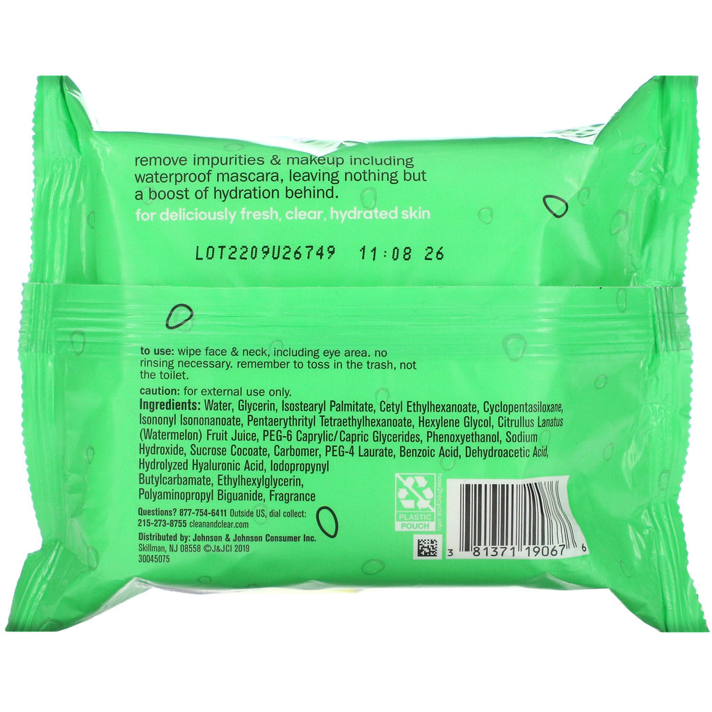 Clean &amp; Clear, vandmelon renseservietter, 25 servietter
