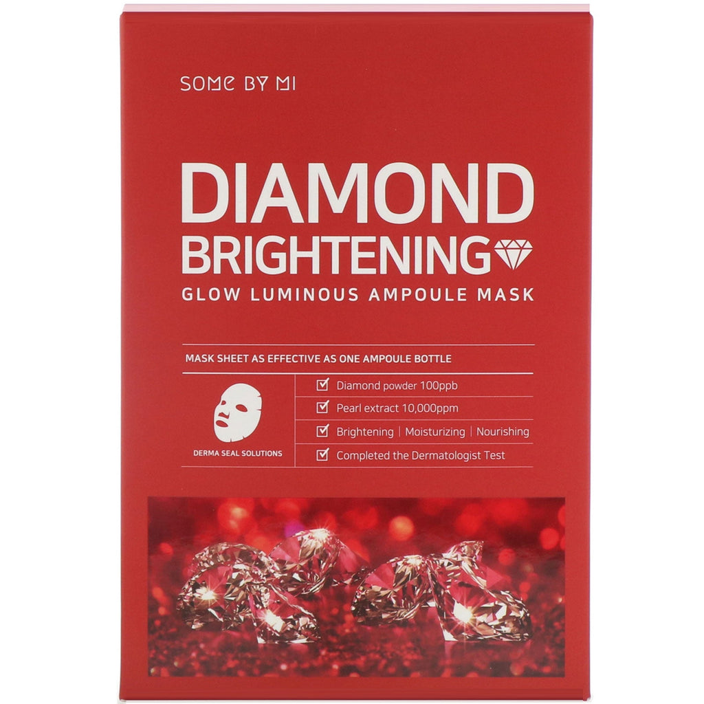 Some By Mi, Glow Luminous Ampoule Mask, Diamond Brightening, 10 ark, 25 hver