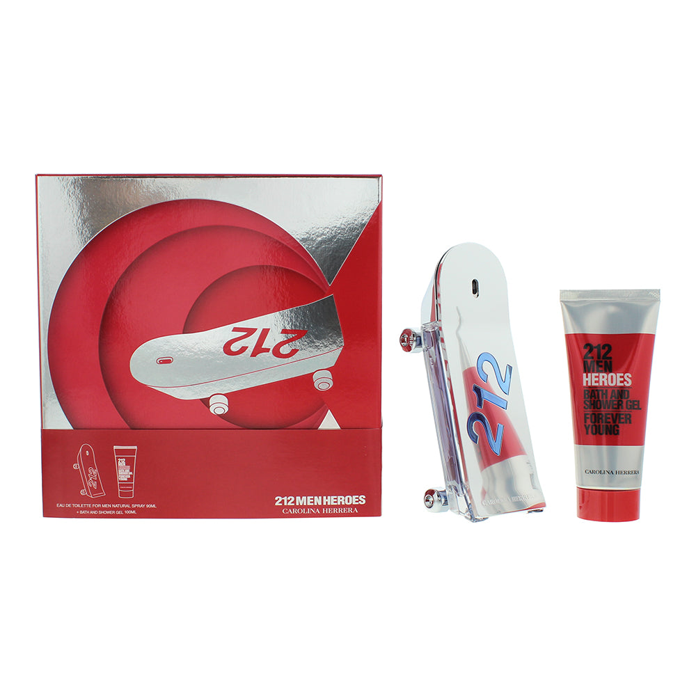Carolina Herrera 212 Men Heroes 2 Piece Gift Set: Eau de Toilette 90ml - Shower
