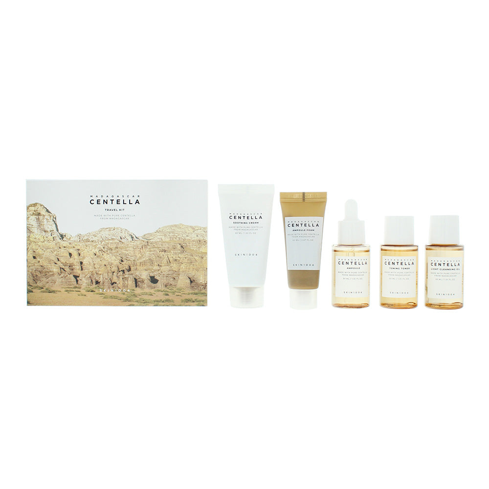 Skin1004 Madagascar  Centella 5 Piece Gift Set: Cleansing Oil 30ml - Foam Cleanser 20ml - Toner 30ml - Ampoule 30ml - Soothing Cream 30ml