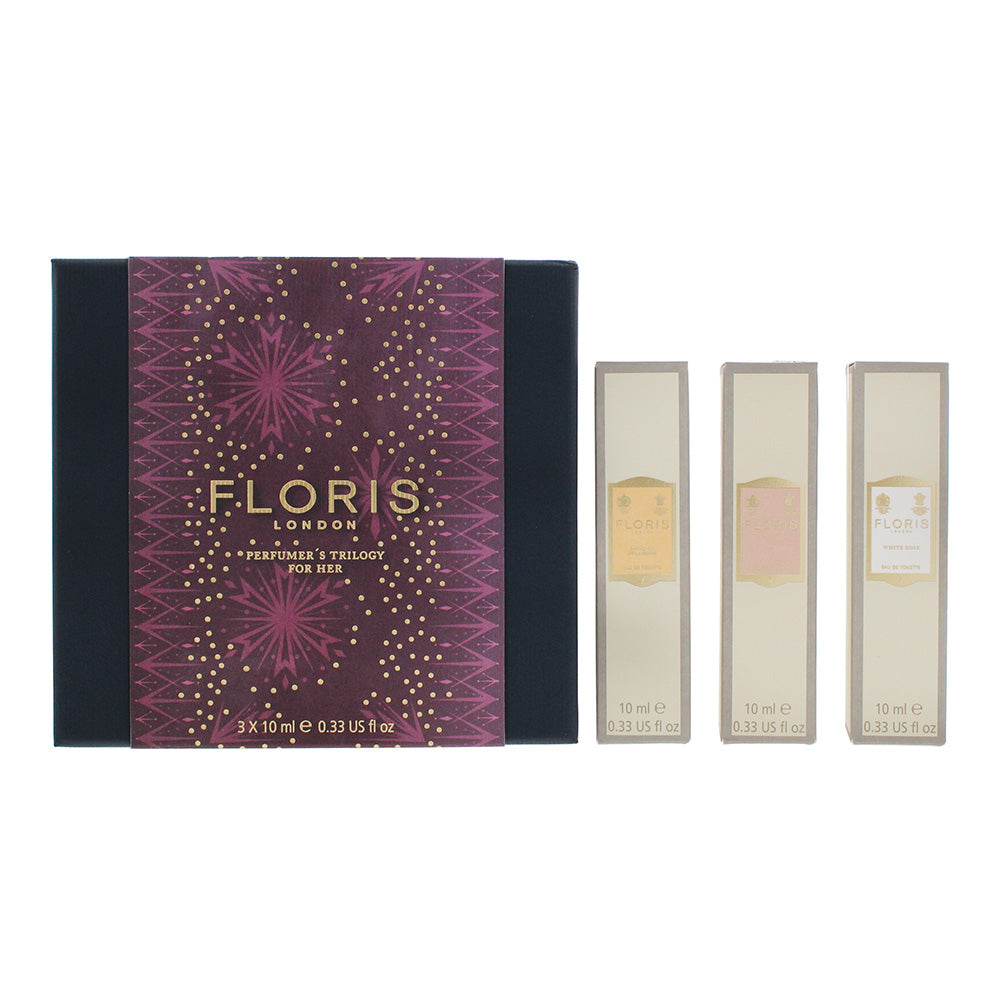 Floris 3 Piece Gift Set: Eau de Toilette 3 x 10ml -  White Rose- Lily - Bouquet