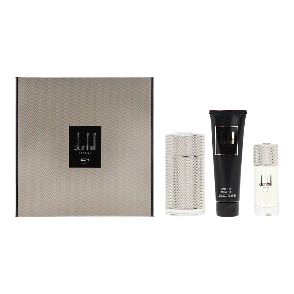 Dunhill Icon 3 Piece Gift Set: Eau de Parfum 100ml - Eau de Parfum 30ml - Shower