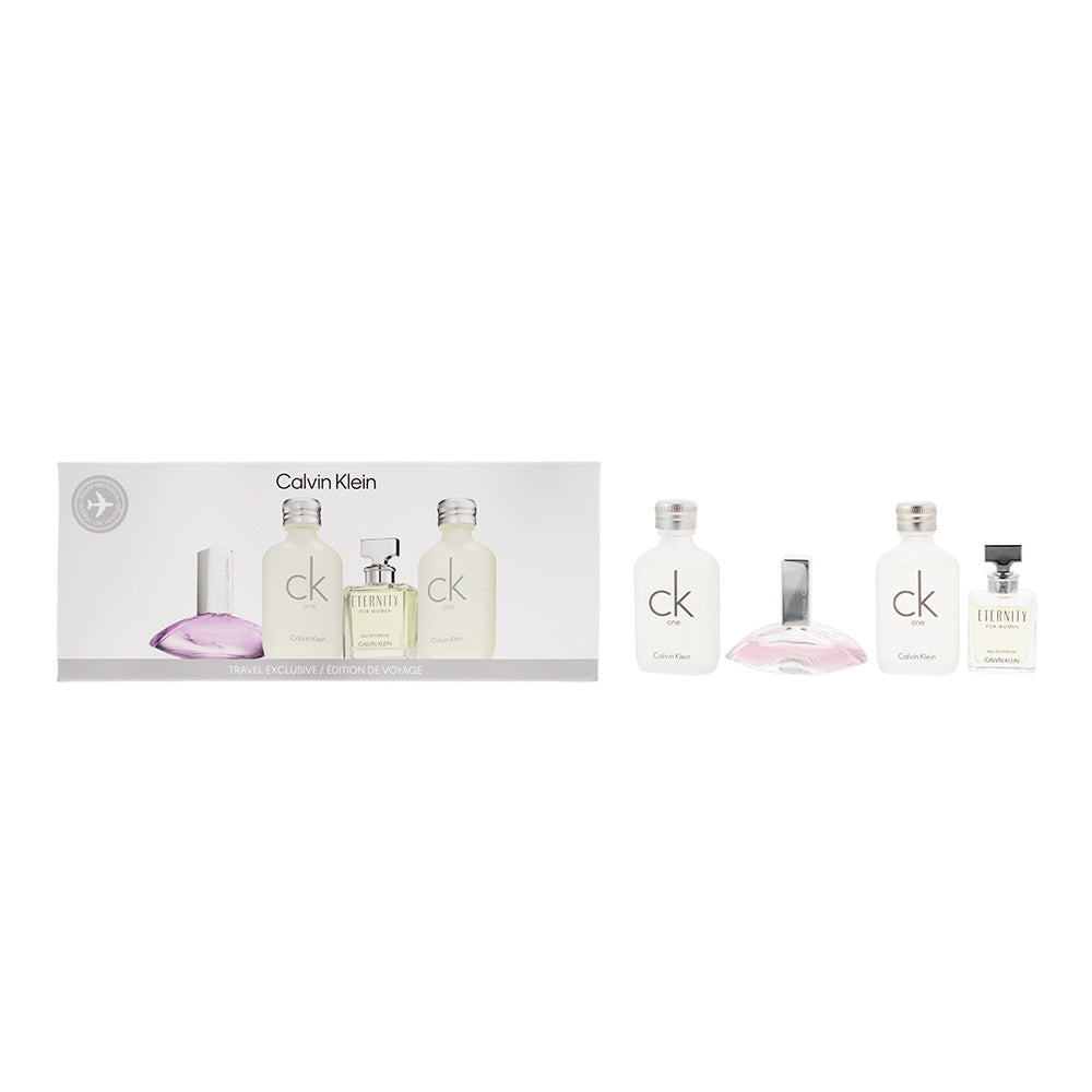 Calvin Klein 4 Piece Gift Set:  Ck One EDT 2x10ml - Eternity EDP 5ml - Euphoria