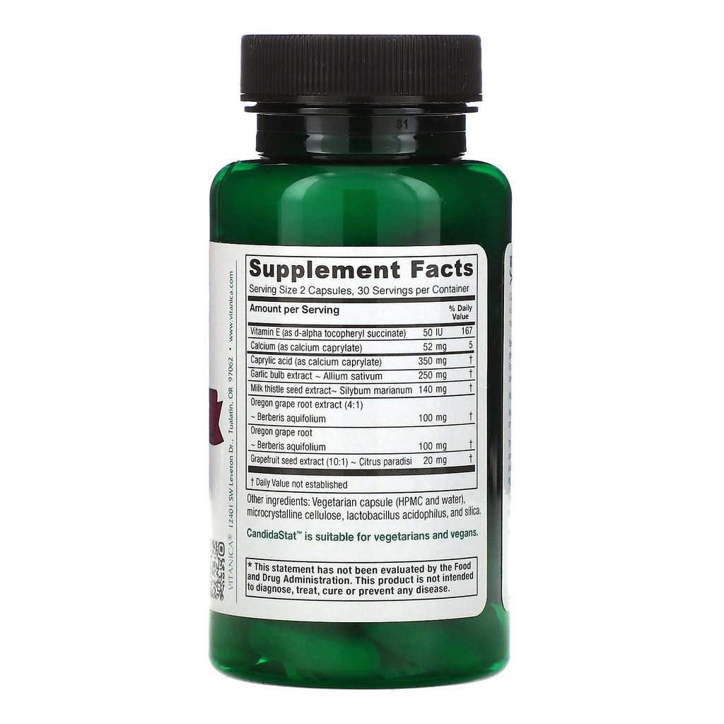 Vitanica, CandidaStat, Yeast Balance Support, 60 Vegetarian Capsules