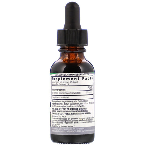 Nature's Answer, Saw Palmetto-ekstrakt, alkoholfri, 1.200 mg, 1 fl oz (30 ml)