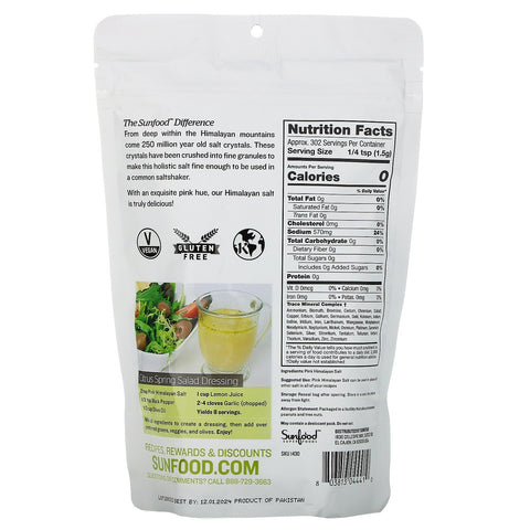 Sunfood, sal cristalina fina del Himalaya, 1 libra (454 g)