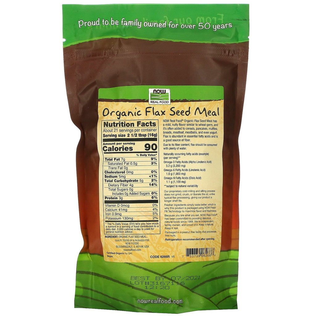 Now Foods, Real Food,  Flax Seed Meal, 12 oz (340 g)