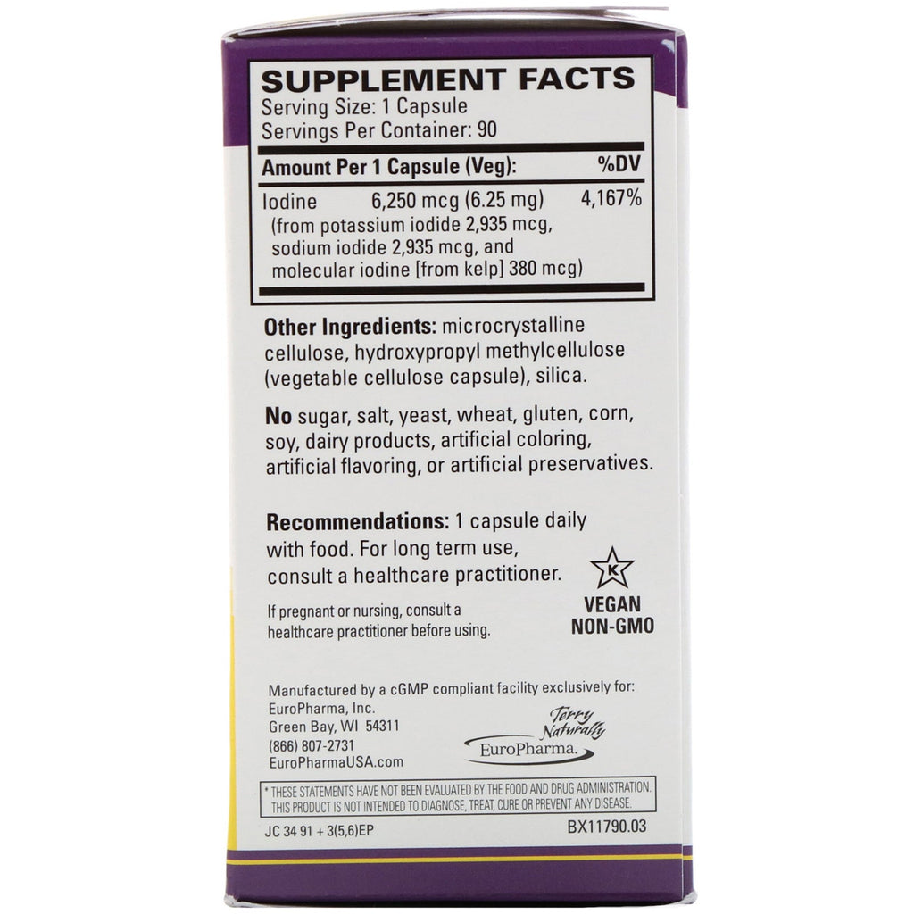 Terry Naturally, Tri-Jod, 6,25 mg, 90 kapsler