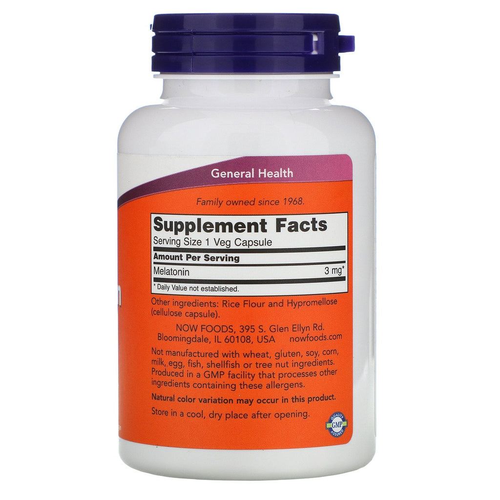 Now Foods, Melatonin, 3 mg, 180 Veg Capsules