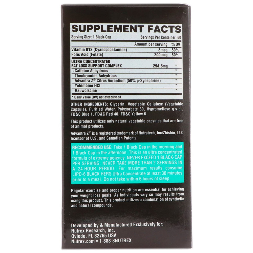 Nutrex Research, LIPO-6 Black Hers, Ultra Concentrate, 60 Black-Caps