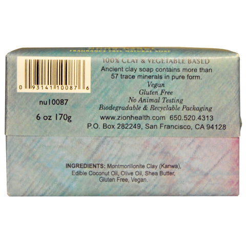 Zion Health, Ancient Clay Natural Soap, Moon Dance, Fragrance Free, 6 oz (170 g)