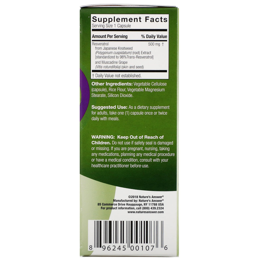 Genceutic Naturals, Wild &amp; Pure Resveratrol+, 500 mg, 60 vegetariske kapsler