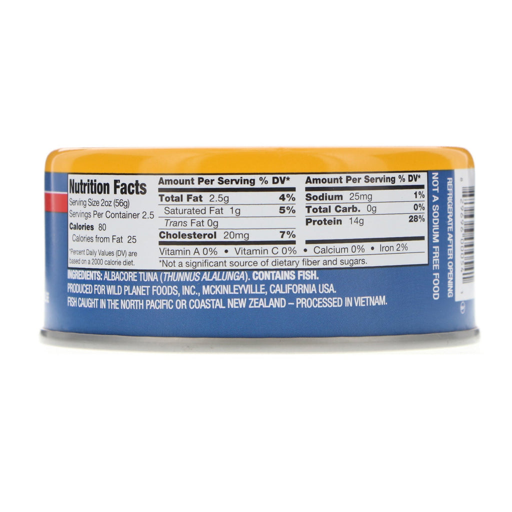 Wild Planet, Wild Albacore Tuna, No Salt Added, 5 oz (142 g)
