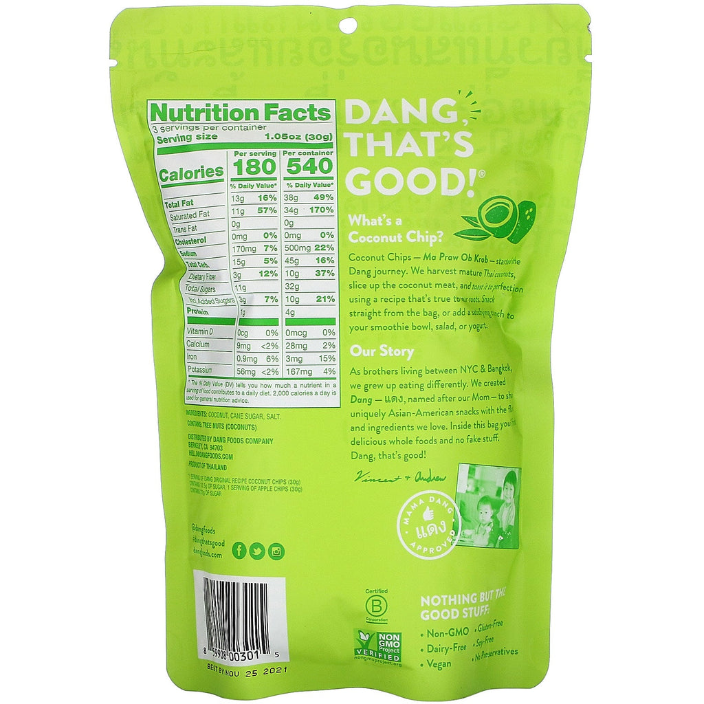 Dang, kokoschips, original opskrift, 3,17 oz (90 g)