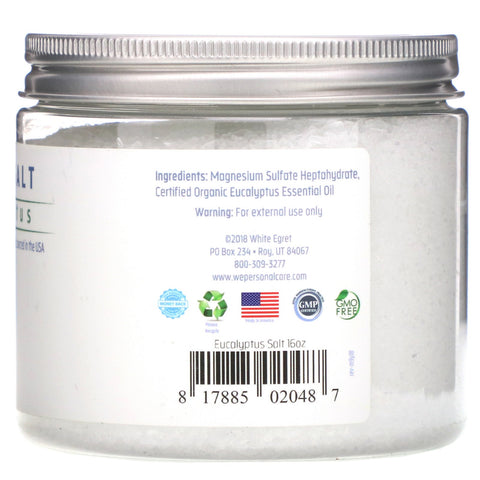 White Egret Personal Care, sal de Epsom, eucalipto, 16 oz (454 g)