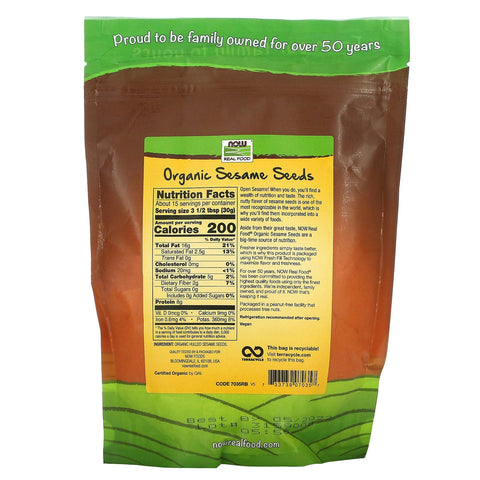 Now Foods, Real Food, Semillas de sésamo crudas, 16 oz (454 g)