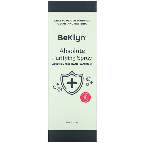 BeKLYN, Absolute Purifying Spray, Alkoholfri Hånddesinfektionsmiddel, 10,14 fl oz (300 ml)