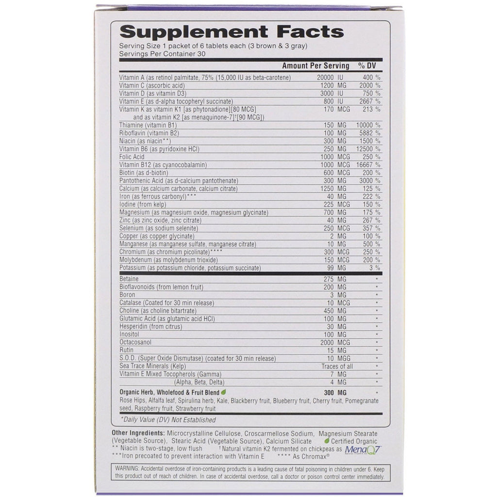 Super Nutrition, Opti-Energy Pack, MultiVitamin/Multimineral Supplement, 30 Packets, (6 Tabs Each)