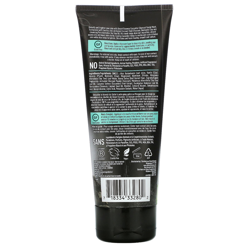 Desert Essence, ansigtsmaske, agurkkul, 3,4 oz (100 ml)