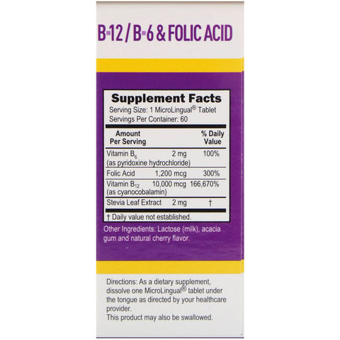 Overlegen kilde, ekstra styrke B-12, B-6 og folinsyre, 10.000 mcg / 1.200 mcg, 60 MicroLingual Instant Dissolve-tabletter