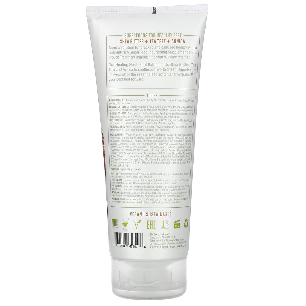 Frisk kronblad, ren, supermad til fødder, helbredende hæle, blødgørende fodbalsam, sheasmør, tetræ og Arnica, 7 fl oz (200 ml)