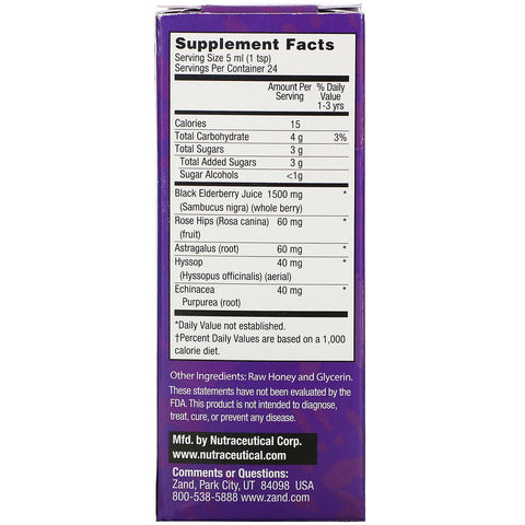 Zand, Jarabe de saúco para niños, 4 fl oz (120 ml)