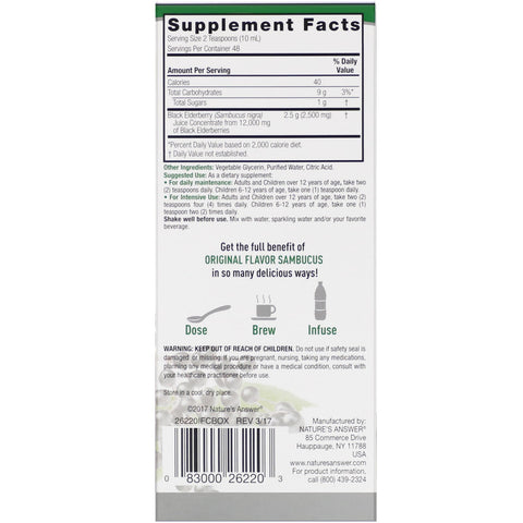 Nature's Answer, Sambucus, Black Hyldebær, 12.000 mg, 16 fl oz (480 ml)
