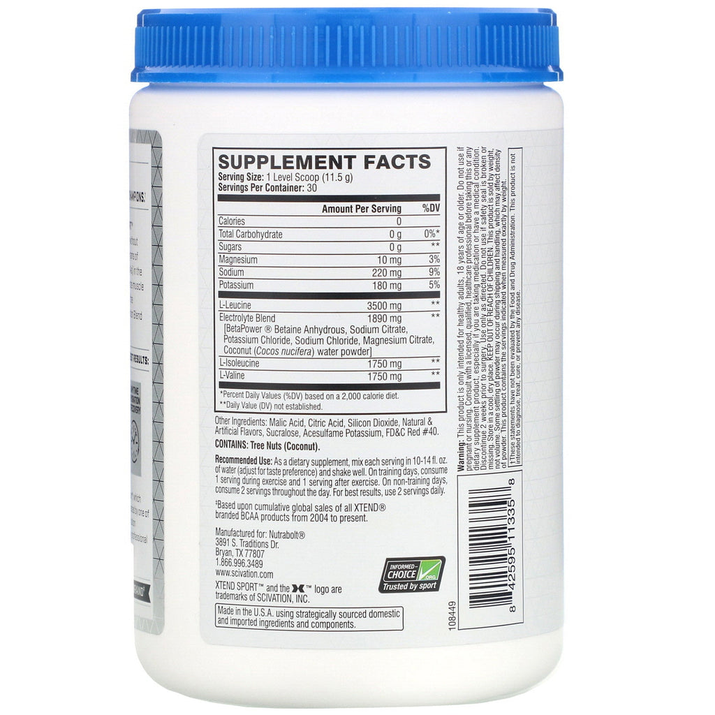Xtend, Sport, 7G BCAA, Strawberry Kiwi Splash, 12.2 oz (345 g)