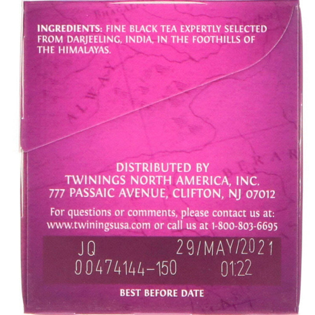 Twinings, 100 % ren sort te, Darjeeling, 20 individuelle teposer, 1,41 oz (40 g)