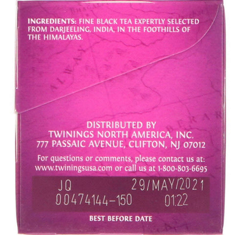 Twinings, 100 % ren sort te, Darjeeling, 20 individuelle teposer, 1,41 oz (40 g)