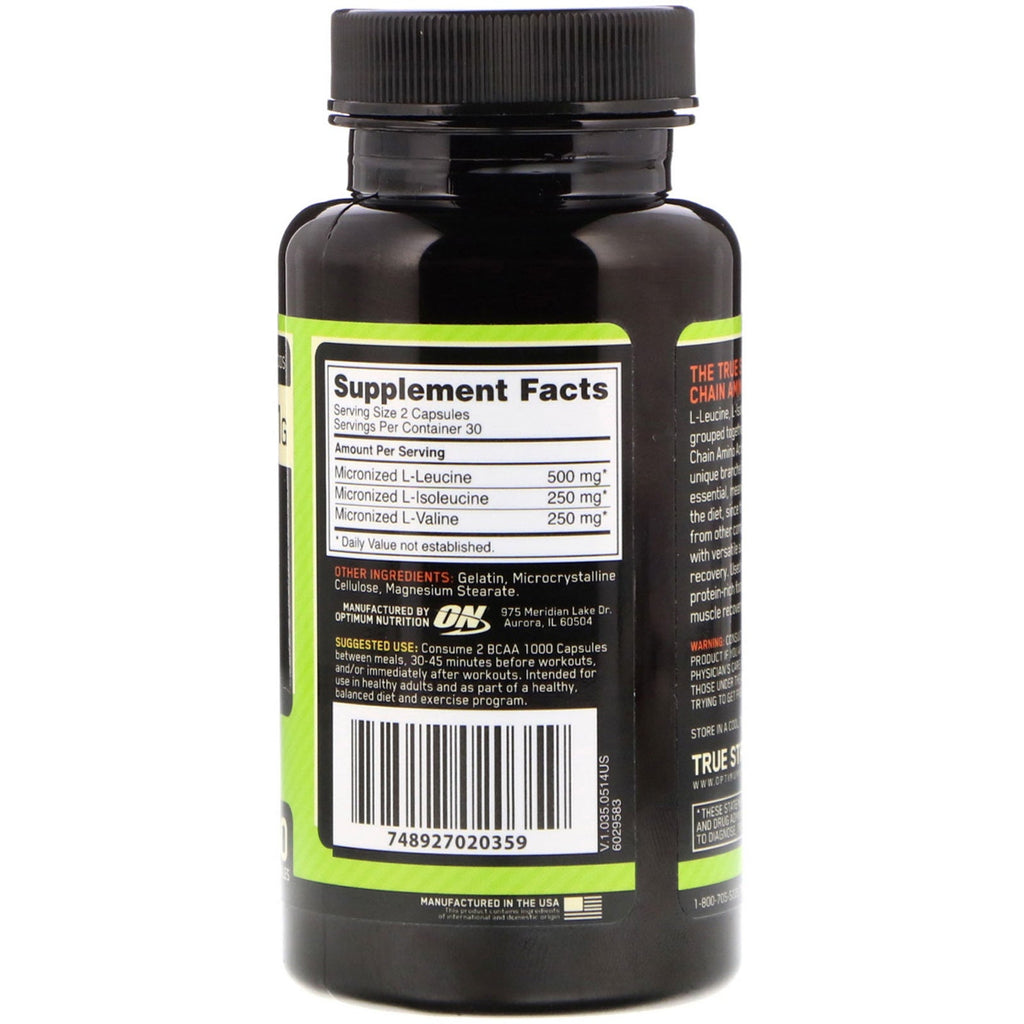 Optimum Nutrition, BCAA 1000 Caps, Mega-Size, 1 g, 60 Capsules