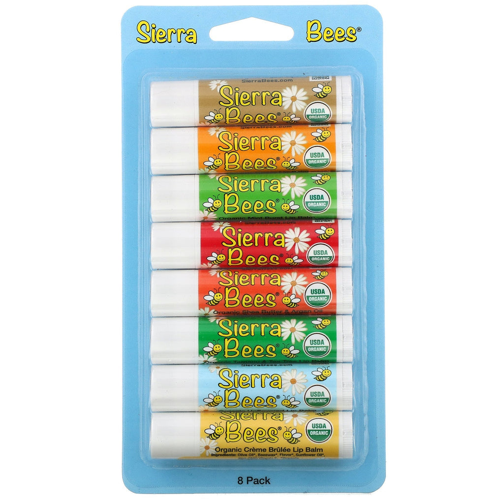 Sierra Bees, læbepomader Combo Pack, 8 Pack, 0,15 oz (4,25 g) hver