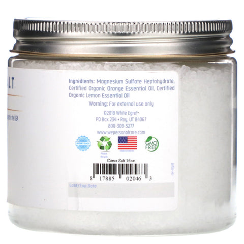White Egret Personal Care, sal de Epsom, cítricos, 16 oz (454 g)