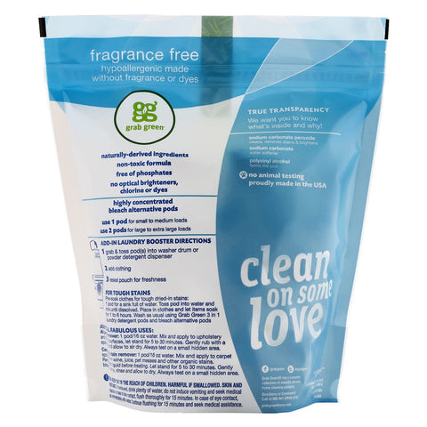 Grab Green, Bleach Alternative Pods, Fragrance Free, 60 Loads, 2 lbs 6 oz (1080 g)