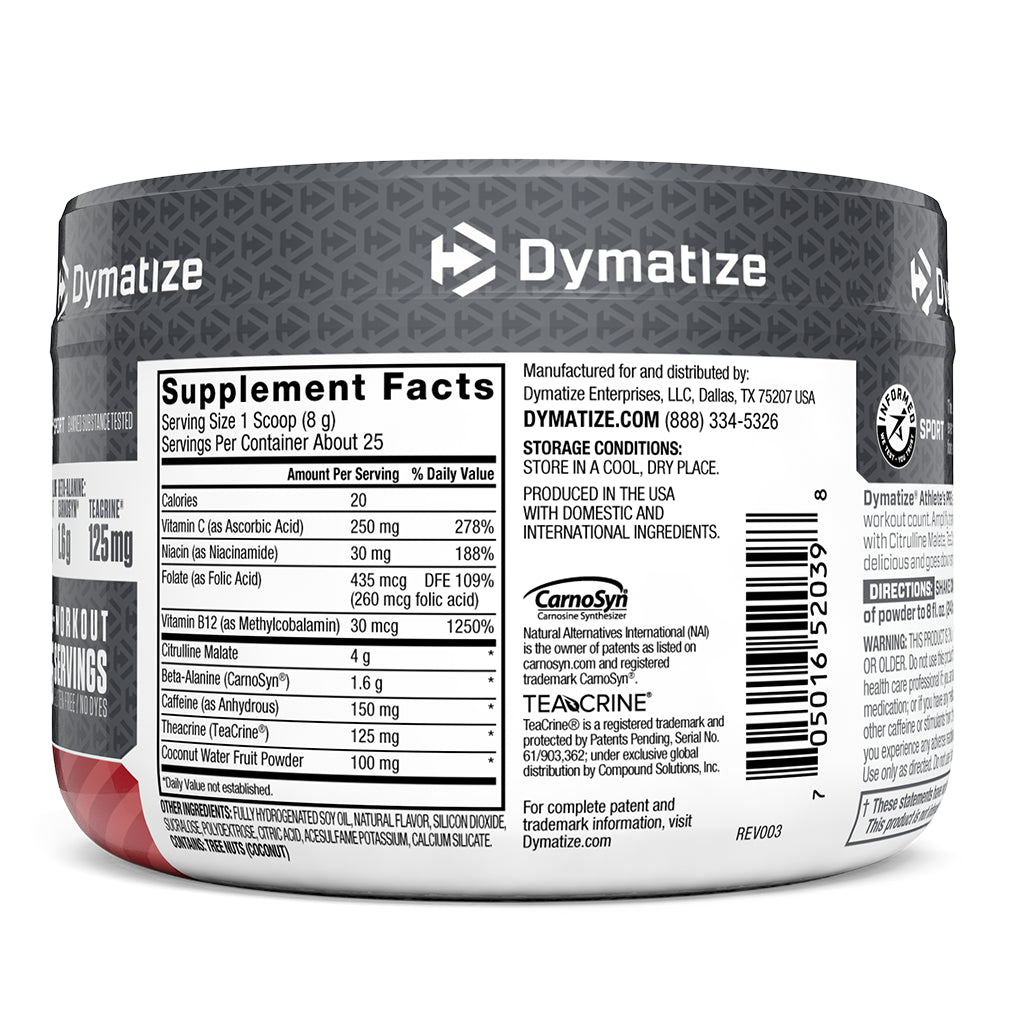 Dymatize Nutrition, Athlete's Pre, Pre-Workout, Fruit Punch, 7,05 oz (200 g)