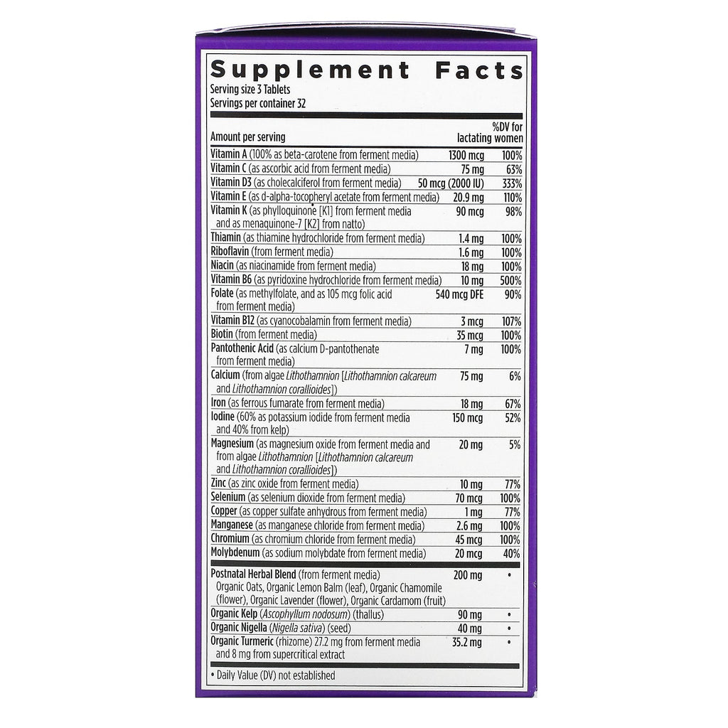 Nyt kapitel, perfekt postnatal, multivitamin til hele fødevarer, 96 vegetariske tabletter