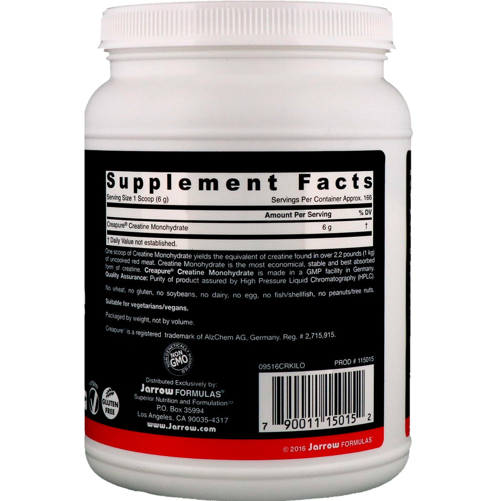 Jarrow Formulas, kreatinmonohydratpulver, 35,3 oz (1 kg)