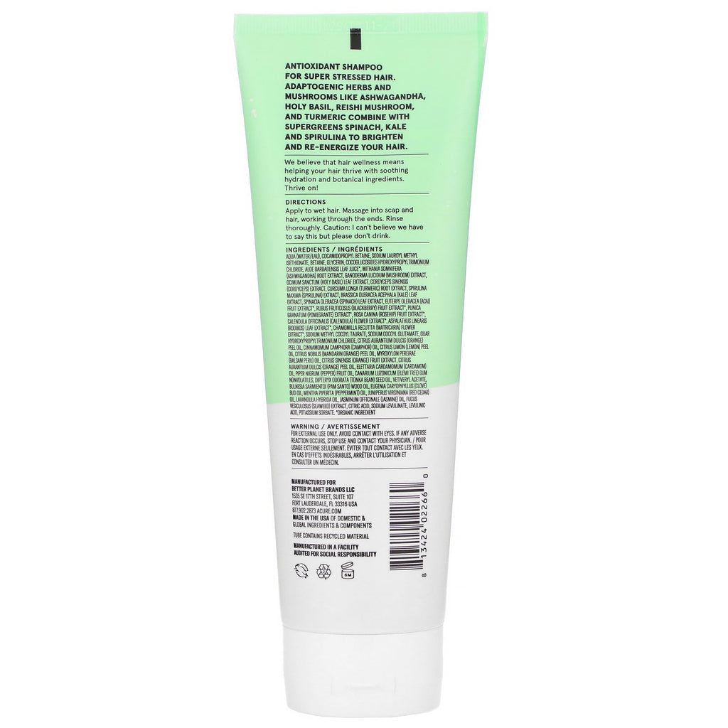 Acure, Juice Cleanse Supergreens &amp; Adaptogens Shampoo, 8 fl oz (236,5 ml)