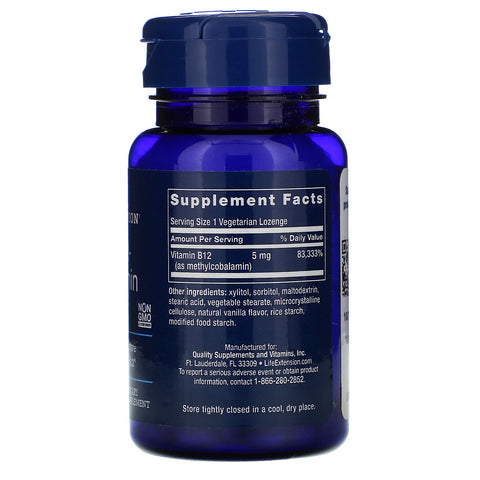 Life Extension, Methylcobalamin, 5 mg, 60 vegetariske sugetabletter