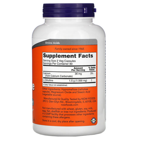 Now Foods, L-Citrulline, 750 mg, 180  Veg Capsules
