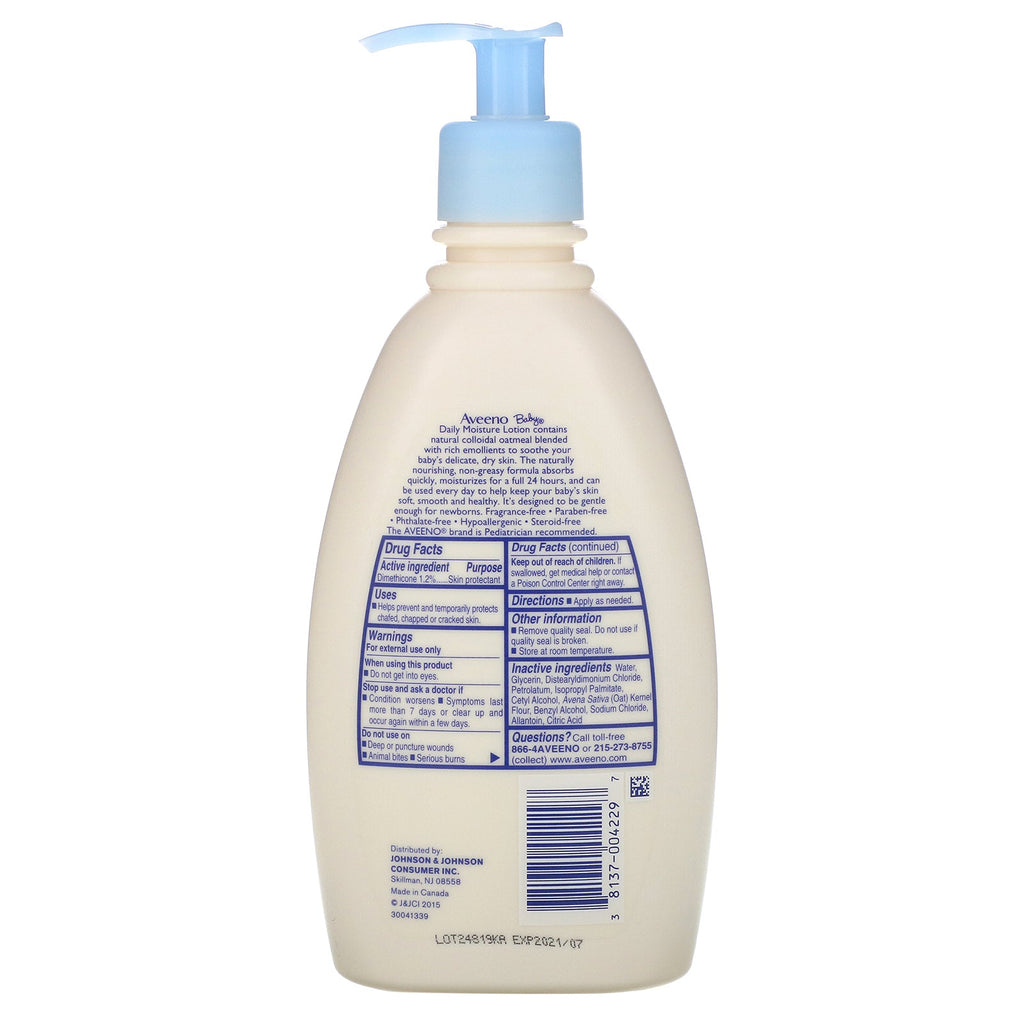 Aveeno, Baby, Daily Moisture Lotion, Duftfri, 12 fl oz (354 ml)