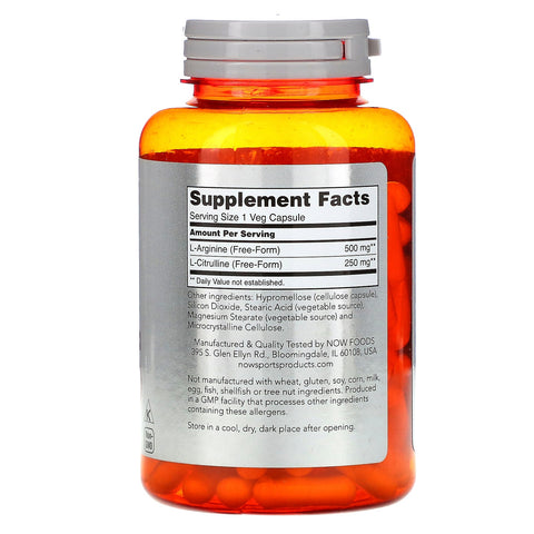 Now Foods, Sports, Arginine & Citrulline, 120 Veg Capsules