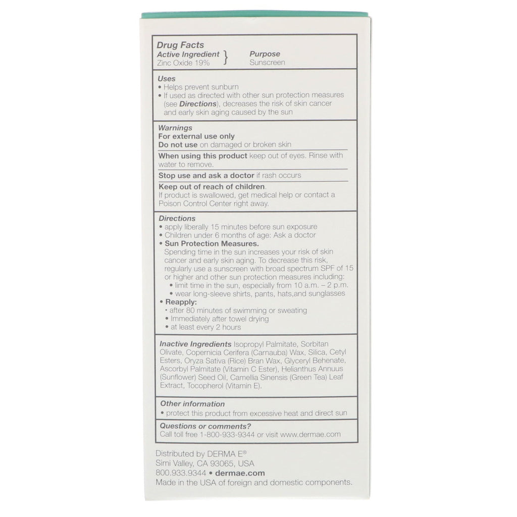Derma E, naturlig mineralsk solcreme, SPF 30, vandafvisende, 0,5 oz (14 g)