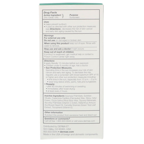 Derma E, naturlig mineralsk solcreme, SPF 30, vandafvisende, 0,5 oz (14 g)