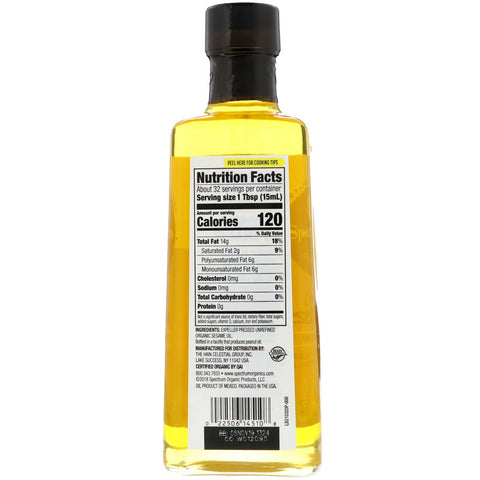 Spectrum Culinary, Aceite de sésamo, prensado con expulsor, 16 fl oz (473 ml)