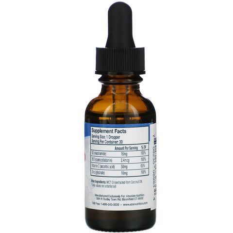 Absolut ernæring, immunitet, zink med vitamin C og vitamin B, 1 oz (30 ml)