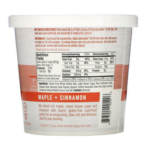 Earnest Eats, superalimento avena, arce + almendra + canela, 67 g (2,35 oz)