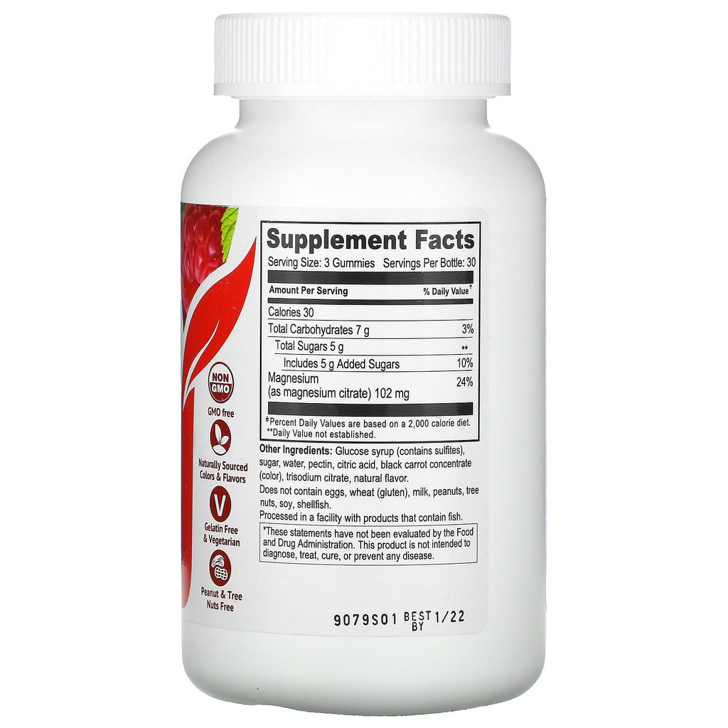 YumV'er, Magnesiumcitrat, Hindbær, 900 mg, 90 Gummies